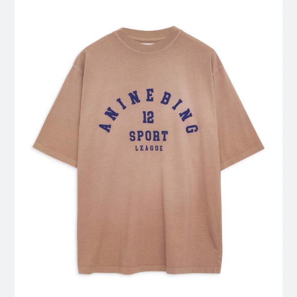 Anine Bing Tops - Anine Bing Caden Tee League/Camel Size Small
